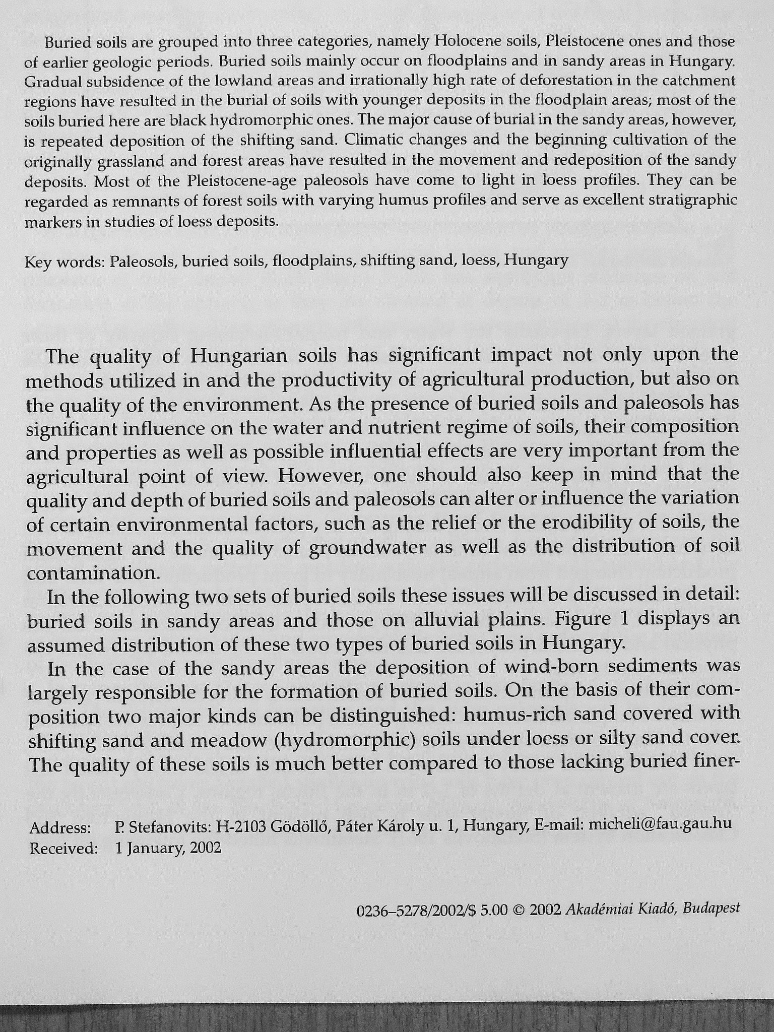 Pál Stefanovits - The effect of the presence of buried soils and paleosols on the quality of Hungarian soils [antikvár]
