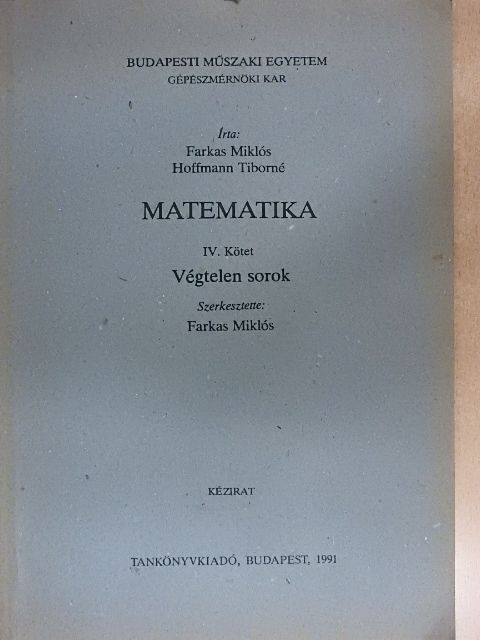Farkas Miklós - Matematika IV. [antikvár]