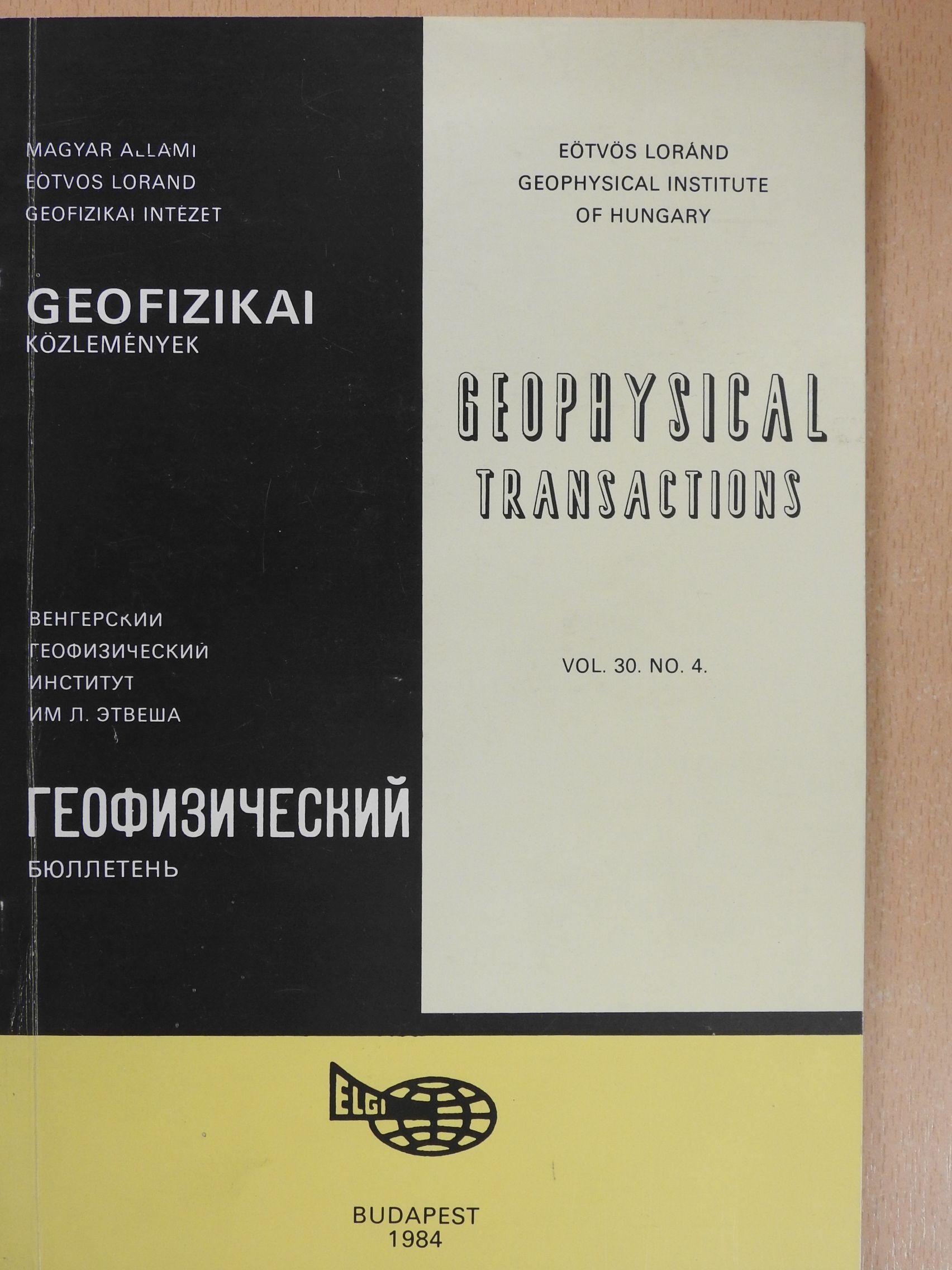 Balla Zoltán - Geophysical Transactions Vol. 30. No. 4. (dedikált példány) [antikvár]