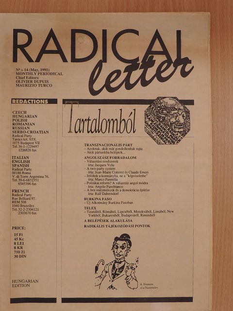Angelo Panebianco - Radical Letter May 1991. [antikvár]