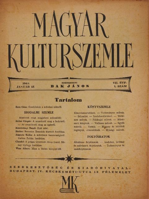 Auguste Rodin - Magyar Kulturszemle 1941. január 15. [antikvár]