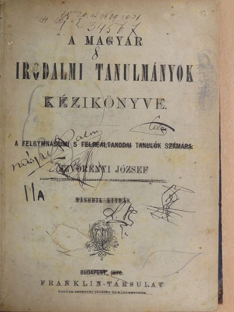 Szvorényi József - A magyar irodalmi tanulmányok kézikönyve (rossz állapotú) [antikvár]