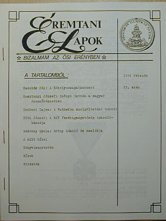 Gosztonyi József - Éremtani Lapok 1994. feburár [antikvár]