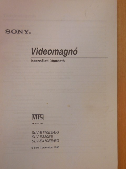 Sony videomagnó használati útmutató [antikvár]