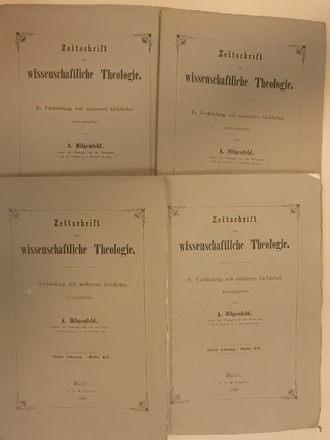 A. Hilgenfeld - Zeitschrift für Wissenschaftliche Theologie 1861/1-4. [antikvár]