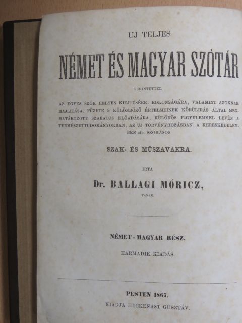 Dr. Ballagi Mór - Uj teljes német és magyar szótár [antikvár]