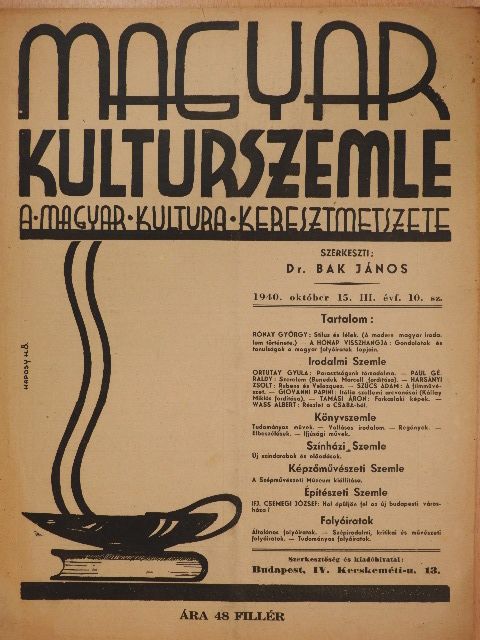 Giovanni Papini - Magyar Kulturszemle 1940. október 15. [antikvár]