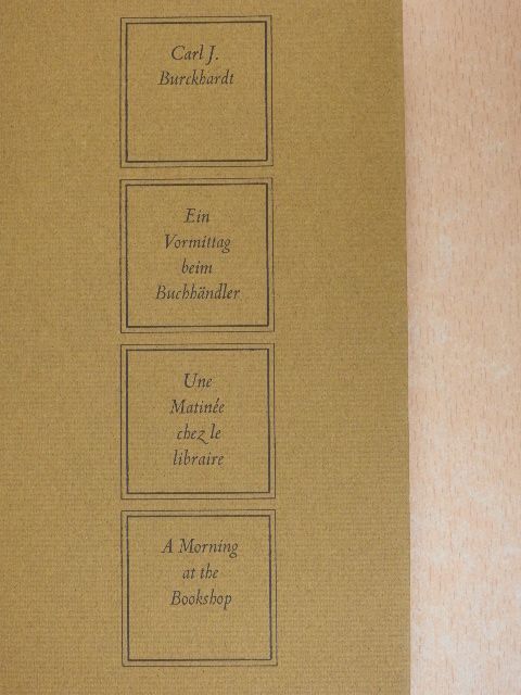 Carl J. Burckhardt - Ein Vormittag beim Buchhändler [antikvár]
