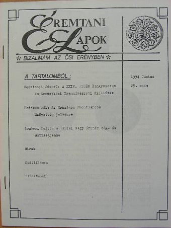 Gosztonyi József - Éremtani Lapok 1994. június [antikvár]