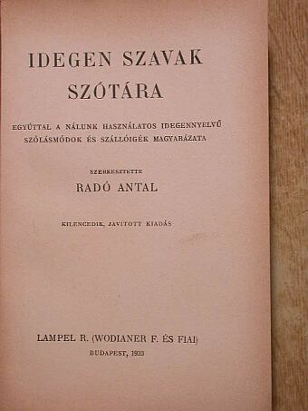 Idegen szavak szótára [antikvár]