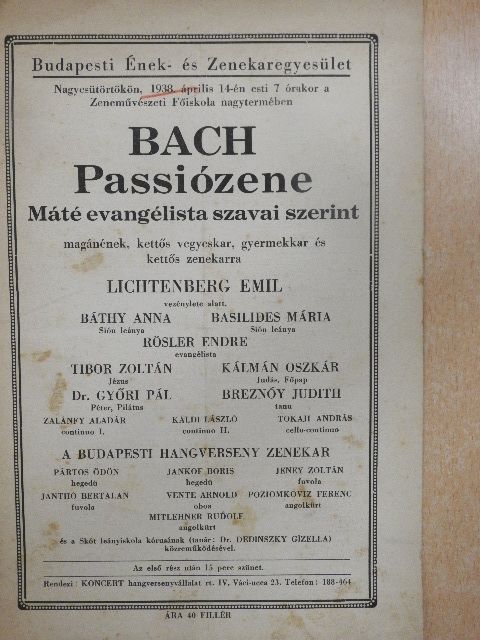 Bach - Passiózene [antikvár]