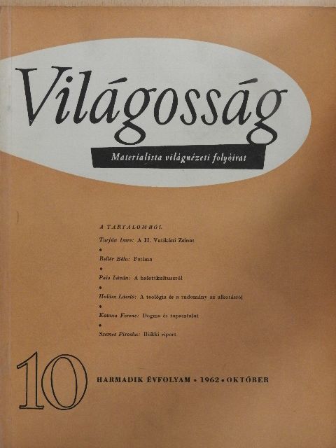 Bellér Béla - Világosság 1962. október [antikvár]