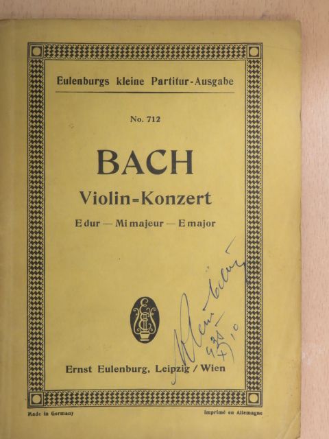 Johann Sebastian Bach - Konzert E dur für Violine mit Streichorchester [antikvár]