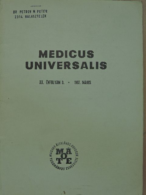 Dr. Eckhardt Sándor - Medicus Universalis 1987. május [antikvár]