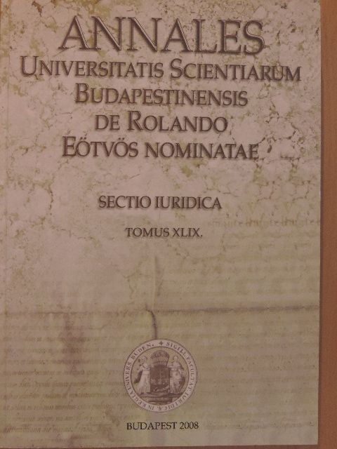 Grád András - Annales Universitatis Scientiarum Budapestinensis de Rolando Eötvös nominatae XLIX. [antikvár]