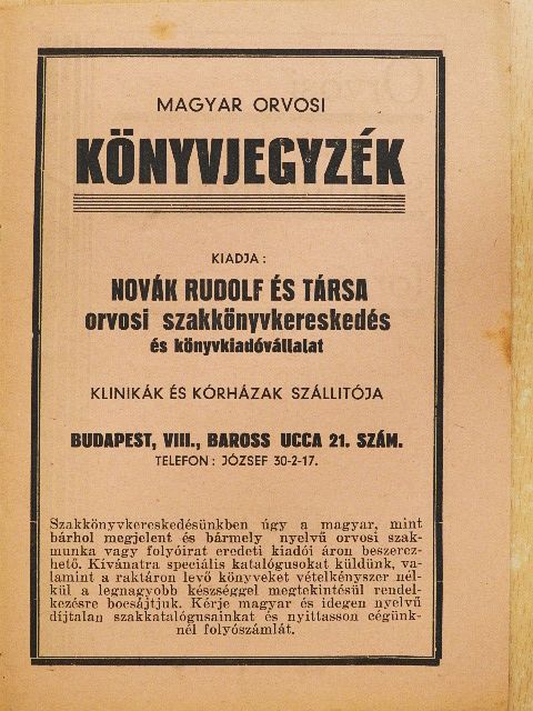 Magyar orvosi könyvjegyzék [antikvár]