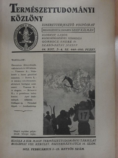 Bábonyi Endre - Természettudományi Közlöny 1932. februárius 1-15. [antikvár]