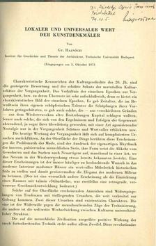 Hajnóczi Gyula - Lokaler und Universaler Wert der Kunstdenkmäler (dedikált) [antikvár]