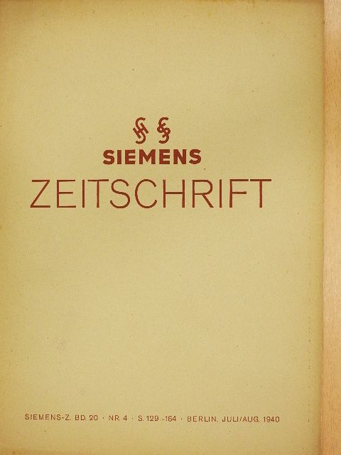A. Haag - Siemens Zeitschrift Juli/Aug. 1940 [antikvár]