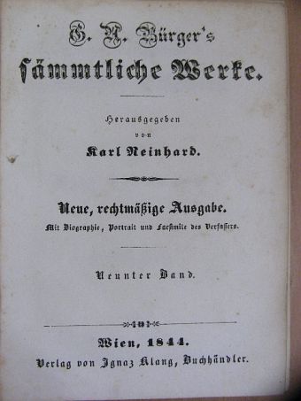 G. A. Bürger - G. A. Bürger's vermischte Schriften 6. (gótbetűs) [antikvár]