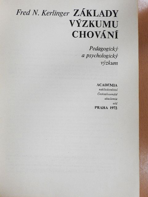 Základy Vyzkumu Chování [antikvár]