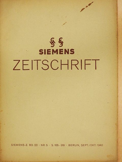 F. Oertel - Siemens Zeitschrift Sept./Okt. 1940 [antikvár]