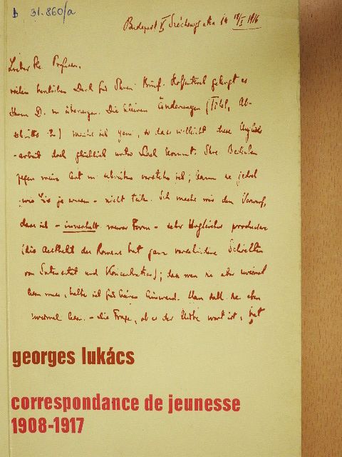 Georges Lukács - Correspondance de jeunesse 1908-1917 [antikvár]