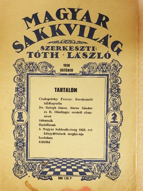 Chalupetzky Ferenc - Magyar Sakkvilág 1938. október [antikvár]