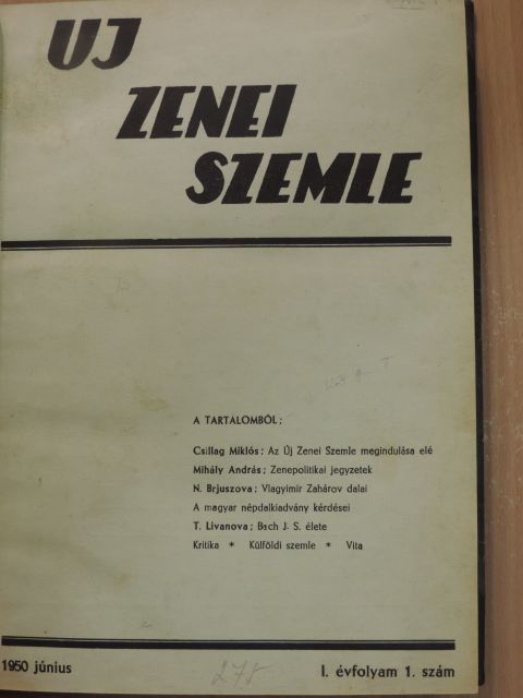 Új Zenei Szemle 1950. június-december [antikvár]