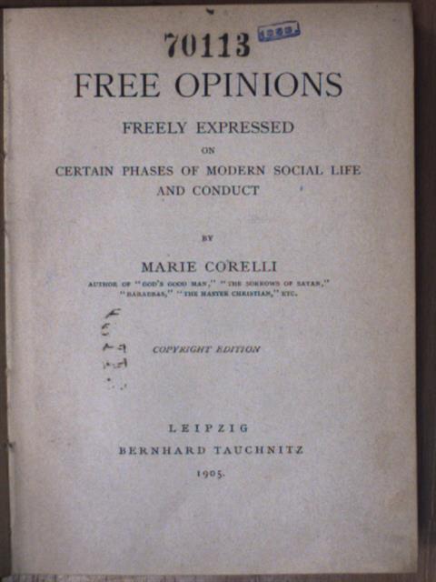 Marie Corelli - Free Opinions [antikvár]