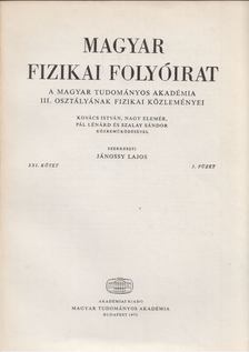 Jánossy Lajos - Magyar fizikai folyóirat XXI. kötet 3. füzet [antikvár]