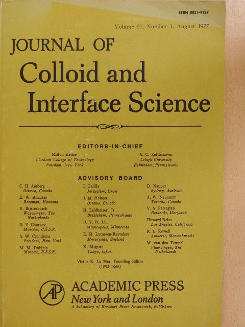 B. J. Briscoe - Journal of Colloid and Interface Science, August 1977 [antikvár]