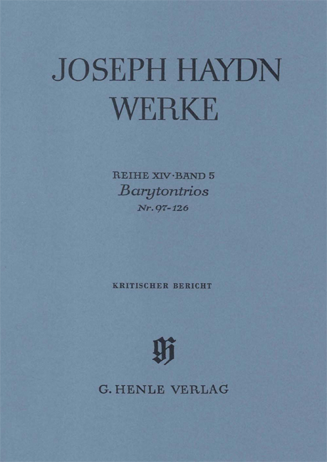 FEDER, GEORG - JOSEPH HAYDN WERKE XIV,5 BARYTONTRIOS NR.97-126 KRITISCHER BERICHT