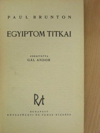 Paul Brunton - Egyiptom titkai [antikvár]