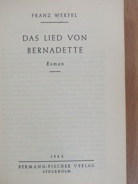 Franz Werfel - Das Lied von Bernadette [antikvár]