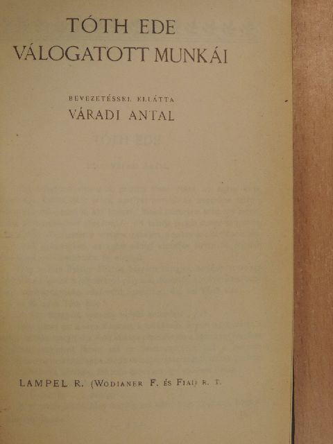 Tóth Ede - Tóth Ede válogatott munkái [antikvár]
