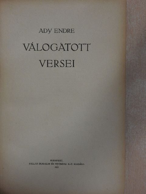 Ady Endre - Ady Endre válogatott versei [antikvár]