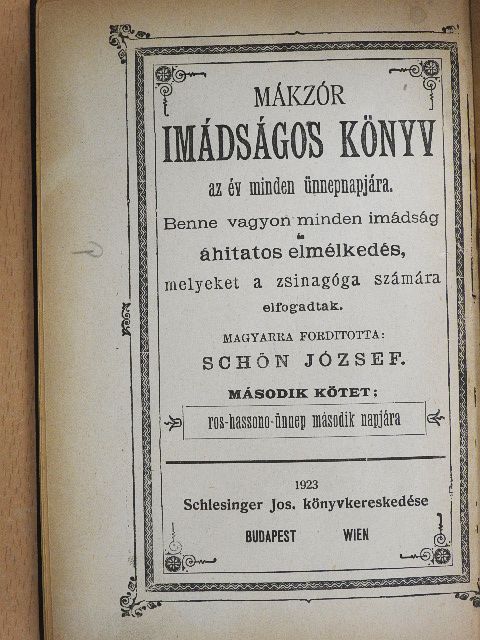 Mákzór imádságos könyv az év minden ünnepnapjára II. [antikvár]