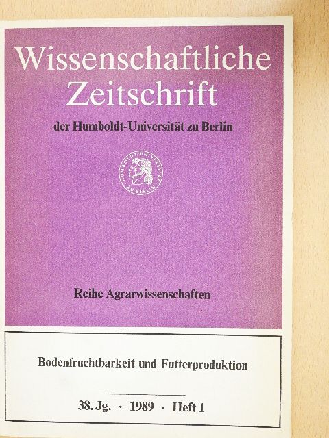 Dieter Eschner - Wissenschaftliche Zeitschrift der Humboldt-Universität zu Berlin 1989. Heft 1 [antikvár]