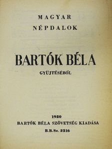 Bartók Béla - Magyar népdalok Bartók Béla gyűjtéséből [antikvár]