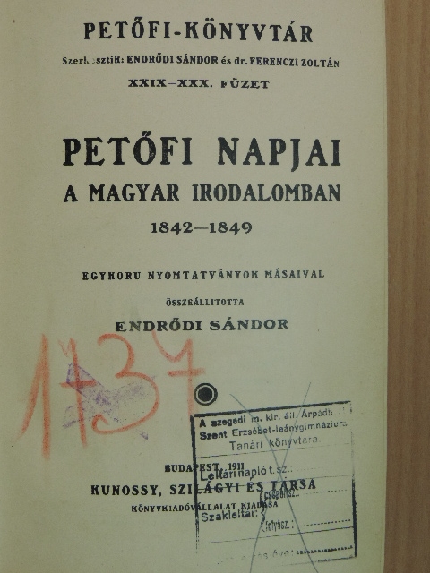 Petőfi napjai a magyar irodalomban [antikvár]