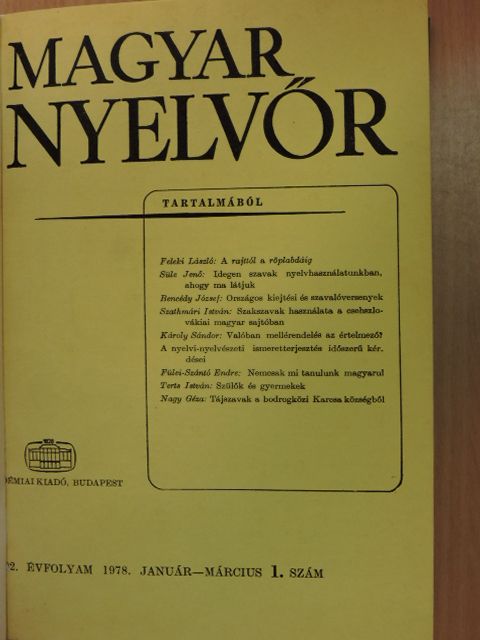A. Molnár Ferenc - Magyar Nyelvőr 1978. január-december [antikvár]