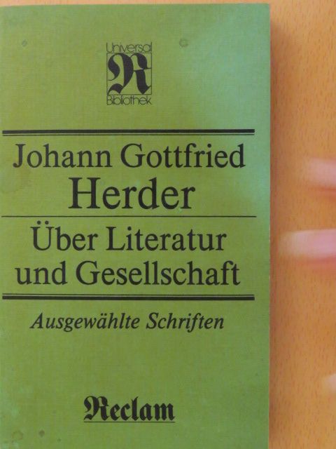 Johann Gottfried Herder - Über Literatur und Gesellschaft [antikvár]