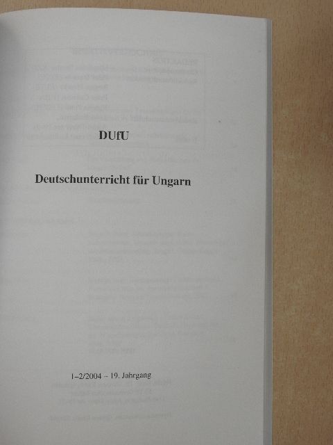 Andrea Kovács - DUfU Deutschunterricht für Ungarn 1-2/2004 [antikvár]