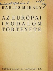 Babits Mihály - Az európai irodalom története [antikvár]