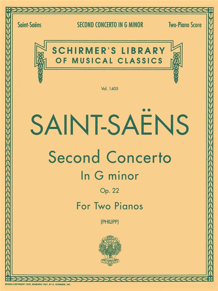 SINT-SAENS - PIANO CONCERTO NO. 2 IN G-MINOR OP. 22 - FOR TWO PIANOS