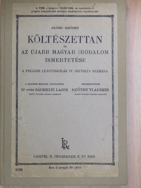 Deák Ferenc - Költészettan és az újabb magyar irodalom ismertetése [antikvár]