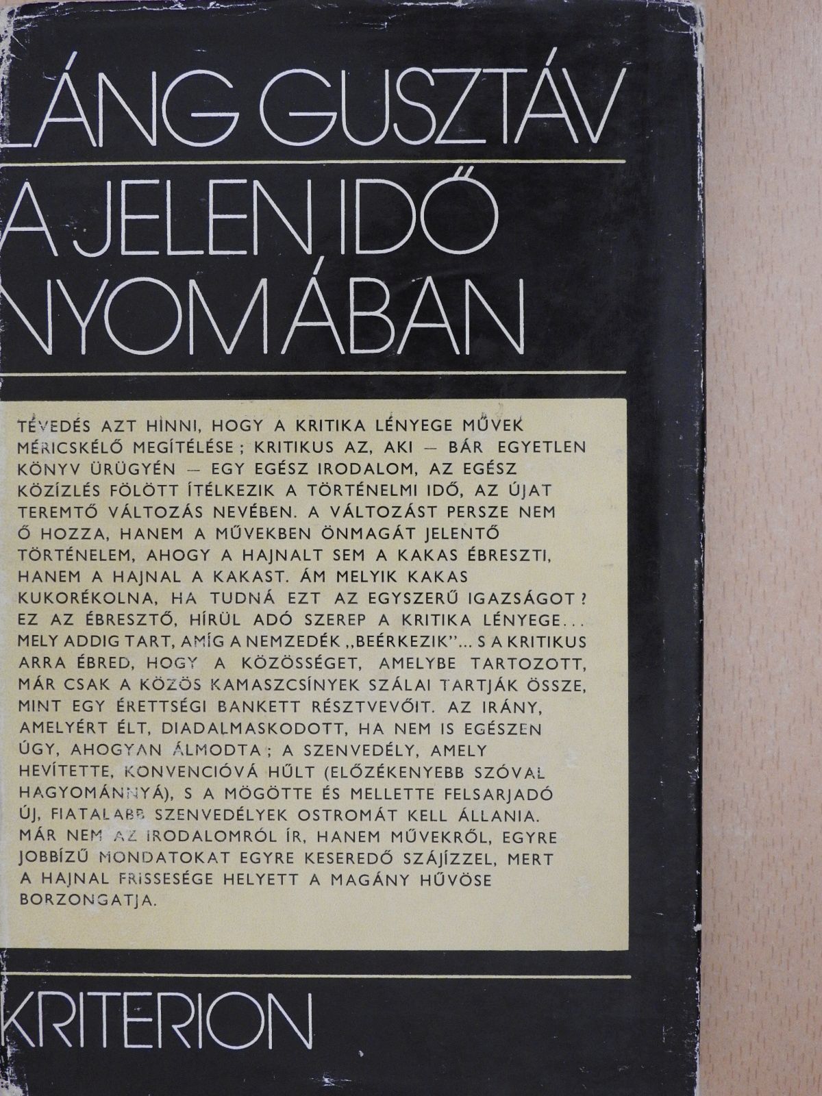 Láng Gusztáv - A jelen idő nyomában (dedikált példány) [antikvár]