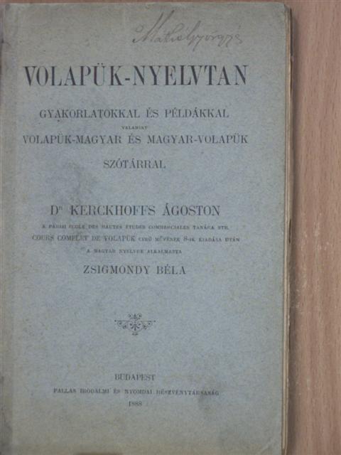 Dr. Kerckhoffs Ágoston - Volapük-nyelvtan [antikvár]