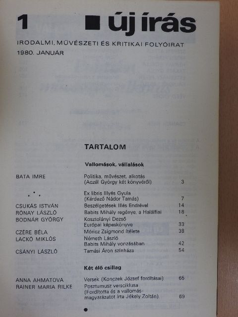 Anna Ahmatova - Új Írás 1980. (nem teljes évfolyam) [antikvár]